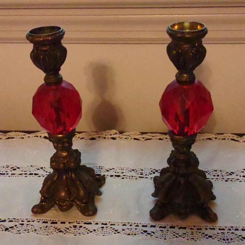 1950s lucite candle holder pair like new...